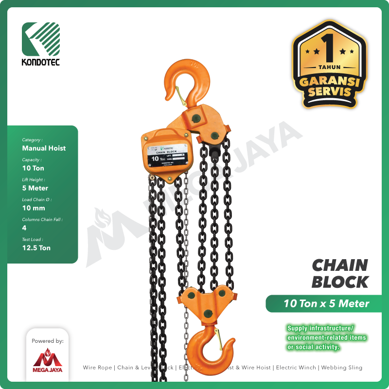 Chain Block / Takel 10 Ton x 5 Meter KONDOTEC