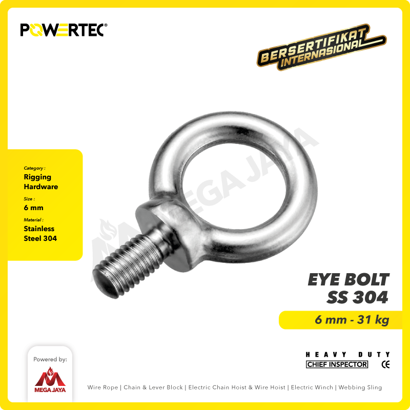 Eye Bolt / Mata Baut POWERTEC SS 304 M6 POWERTEC