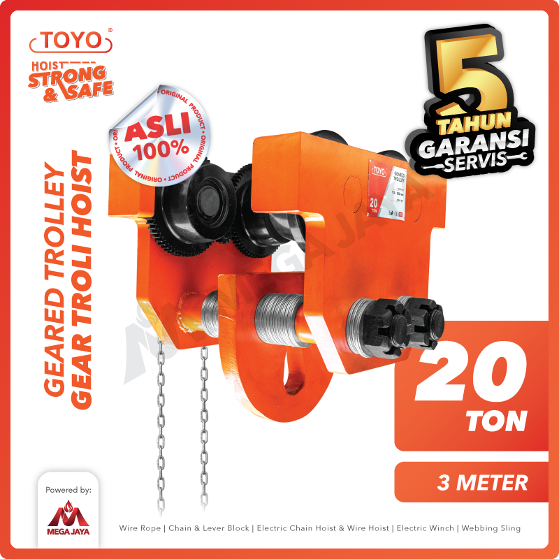 Geared Trolley / Gear Troli Hoist 20 Ton x 3 Meter TOYO
