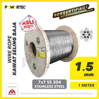 Wire Rope / Kawat Seling Baja 7x7 SS 304 1.5mm POWERTEC  - 1 Meter