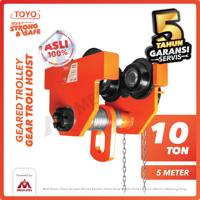 Geared Trolley / Gear Troli Hoist 10 Ton x 5 Meter TOYO