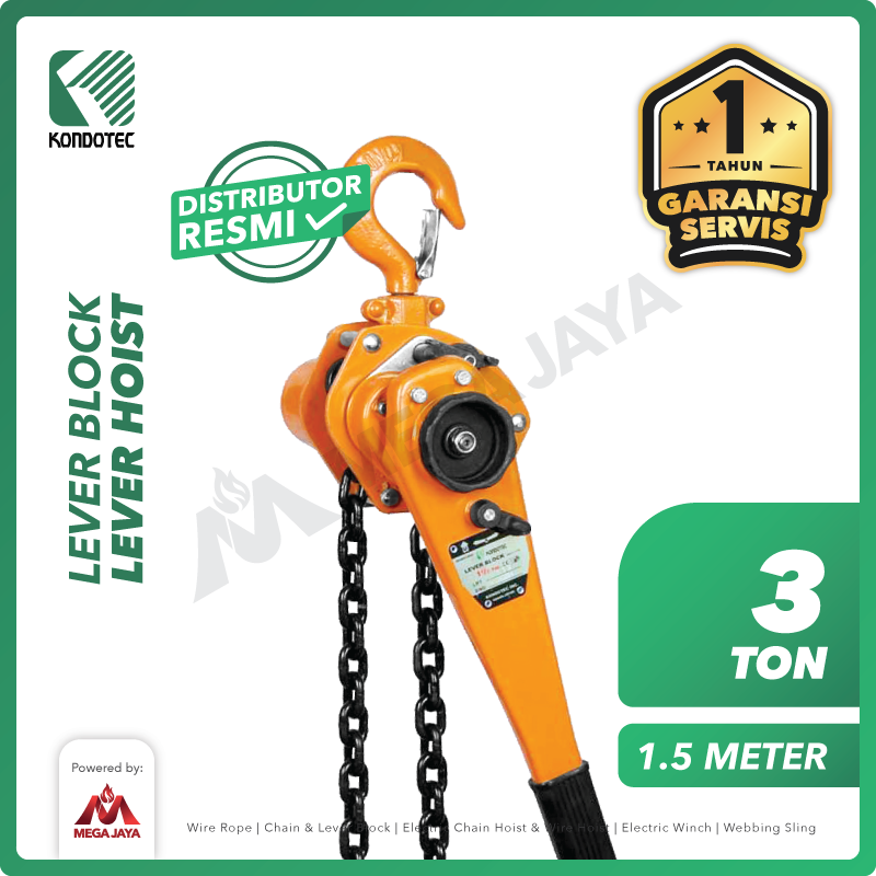Lever Block / Lever Hoist 3 Ton x 1.5 Meter KONDOTEC