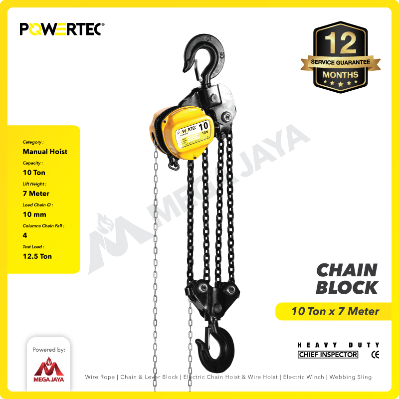 Chain Block / Takel 10 Ton x 7 Meter POWERTEC