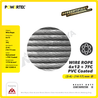 Wire Rope / Kawat Seling Baja 6x12 7FC PVC 10-12mm POWERTEC  - 1 Meter