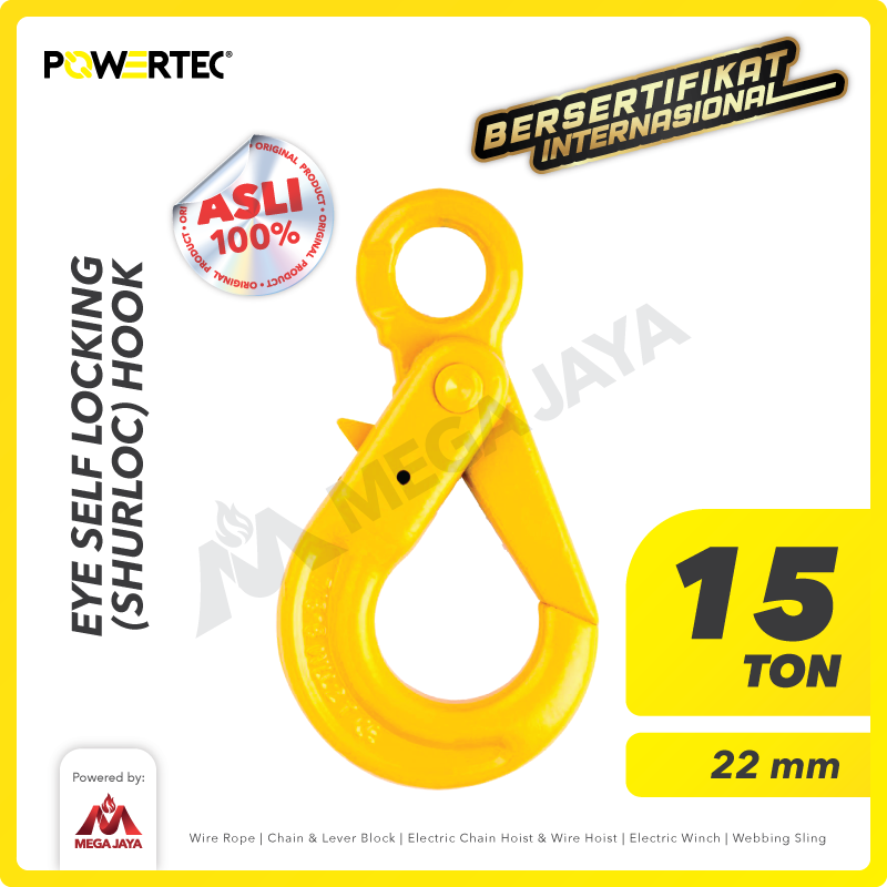 Eye Self-Locking Hook 22mm - 15 Ton POWERTEC