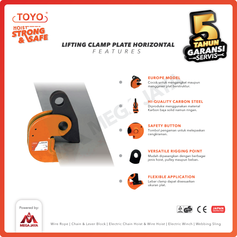 Horizontal Lifting Clamp 2 Ton TOYO
