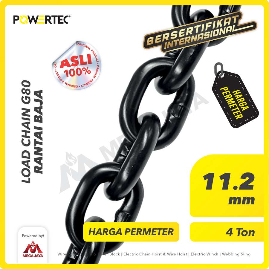 Load Chain / Rantai Baja G80 - 11.2mm POWERTEC