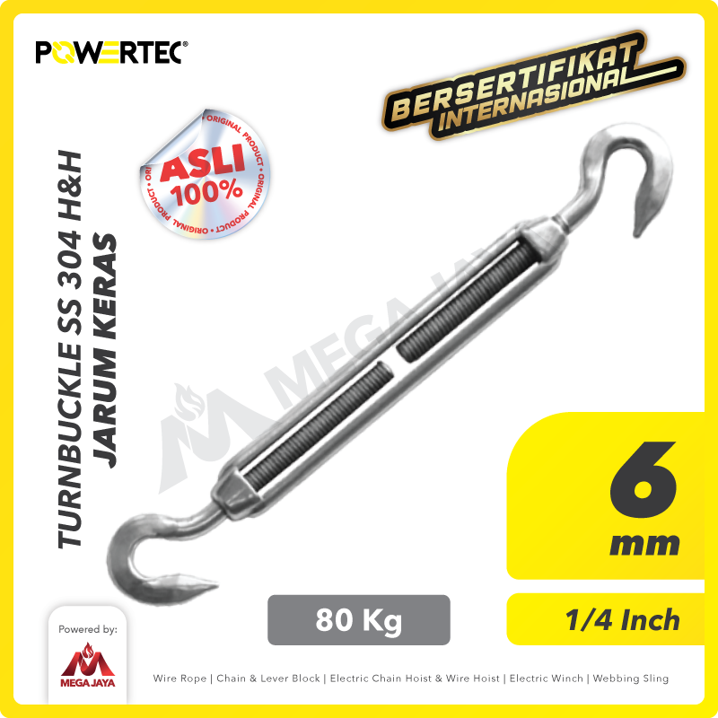 Turnbuckle / Jarum Keras SS 304 Hook & Hook M6 Span Skrup POWERTEC