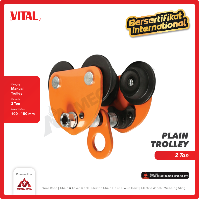 Plain Trolley / Manual Troli 2 Ton VITAL