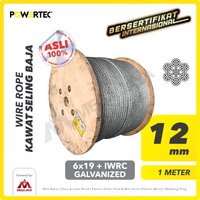 Wire Rope / Kawat Seling Baja 6x19 IWRC 12mm Galv POWERTEC - 1 Meter