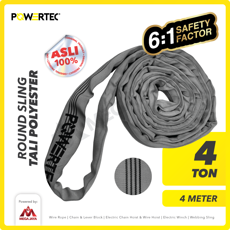 Round Sling / Roundsling 4 Ton  x 4 Meter POWERTEC Double Jacket