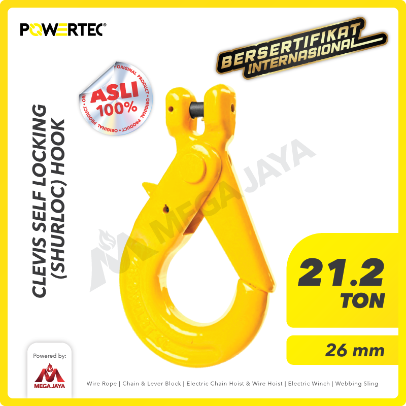 Clevis Self-Locking Hook 26mm - 21.2 Ton POWERTEC