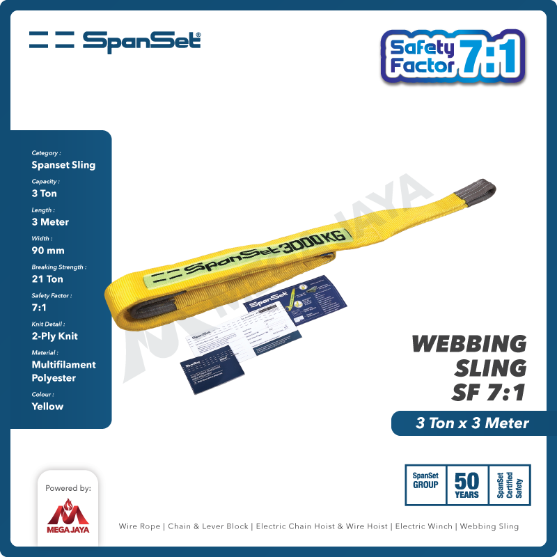 Webbing Sling Belt / Tali Angkat 3 Ton x 3 Meter SPANSET