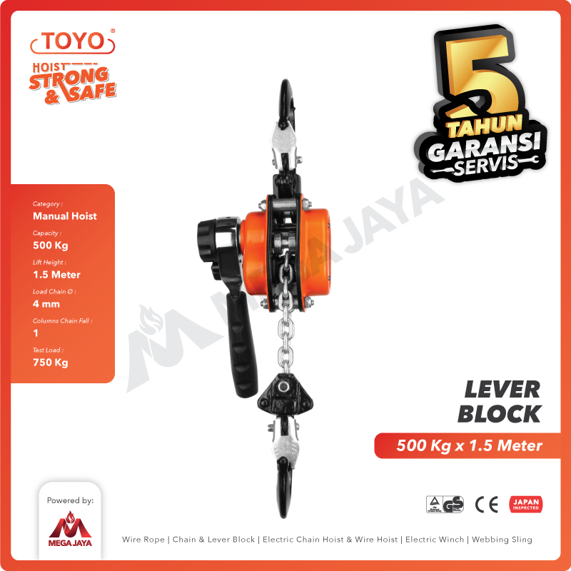 Mini Lever Block / Lever Hoist 500 Kg x 1.5 Meter TOYO