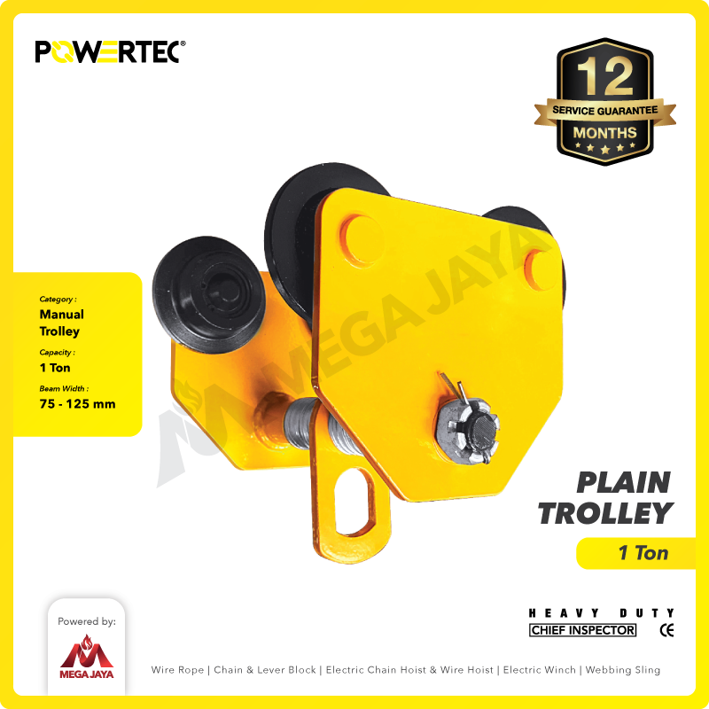 Plain Trolley / Manual Troli 1 Ton POWERTEC