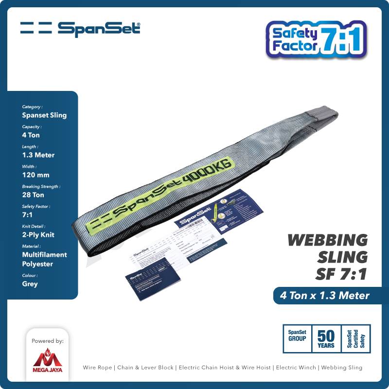Webbing Sling Belt / Tali Angkat 4 Ton x 1,3 Meter SPANSET