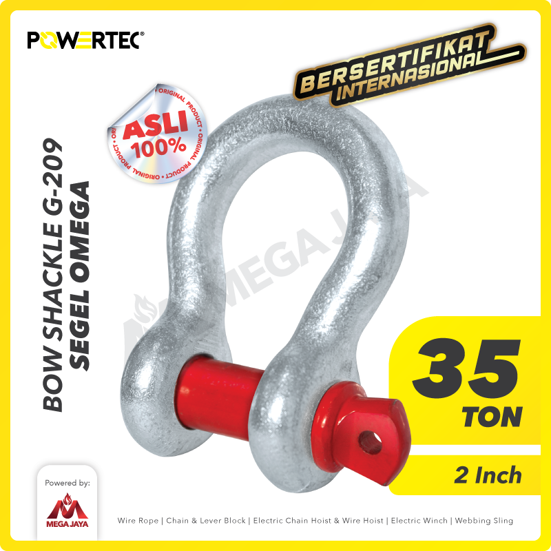 Bow Shackle Omega G209 35 Ton - 2" POWERTEC Segel Screw Pin