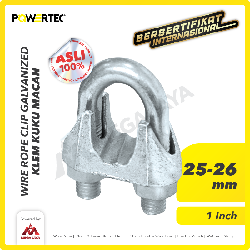 Wire Rope Clip / Klem Seling Kuku Macan Galv 25-26mm - 1" POWERTEC