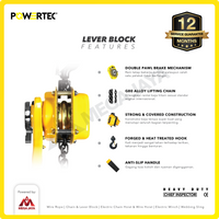Lever Block / Lever Hoist 9 Ton x 1.5 Meter POWERTEC