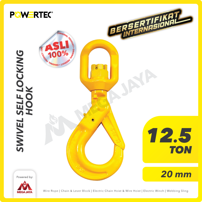 Swivel Self-Locking Hook 20mm - 12.5 Ton POWERTEC