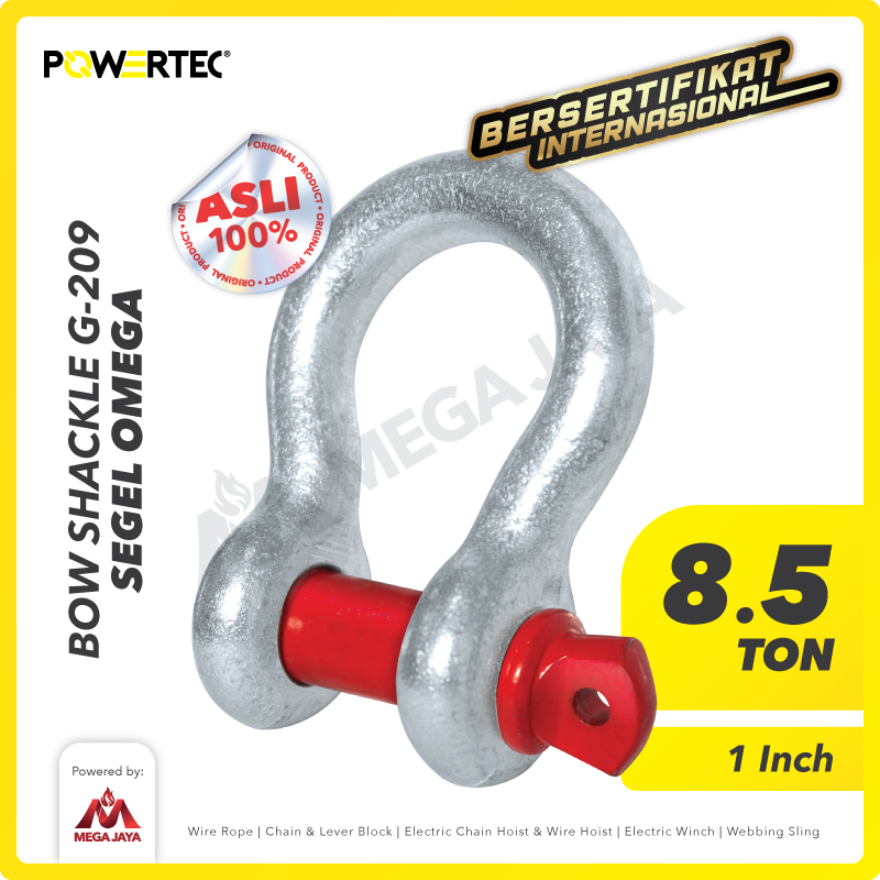 Bow Shackle Omega G209 8.5 Ton - 1" POWERTEC Segel Screw Pin