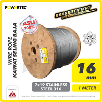 Wire Rope / Kawat Seling Baja 7x19 SS 316 16mm POWERTEC  - 1 Meter