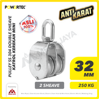 Small Pulley SS 304 Katrol Kerekan 32mm - 2 Sheave Stainless POWERTEC