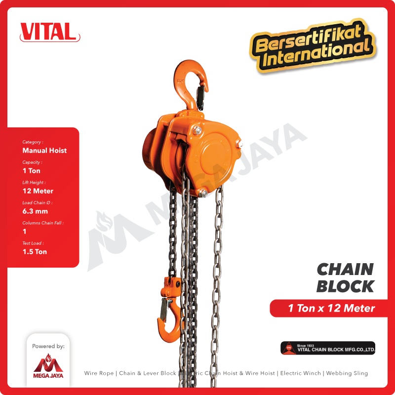 Chain Block / Takel 1 Ton x 12 Meter VITAL