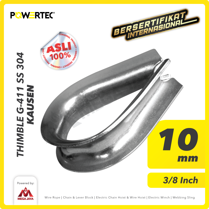 Thimble Wire Rope Kausen Sling Stainless Steel 10mm - 3/8" POWERTEC