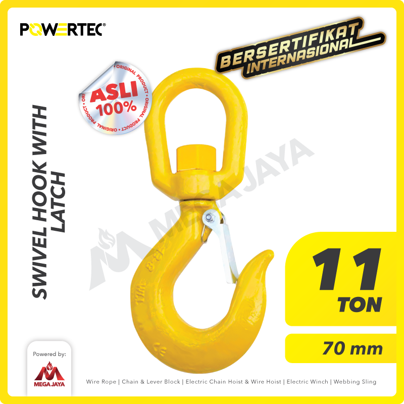 Swivel Hook with Latch 11 Ton POWERTEC