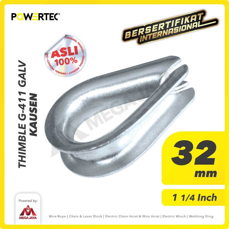 Thimble Wire Rope Kausen Sling G-411 32mm - 1-1/4" Galvanized POWERTEC