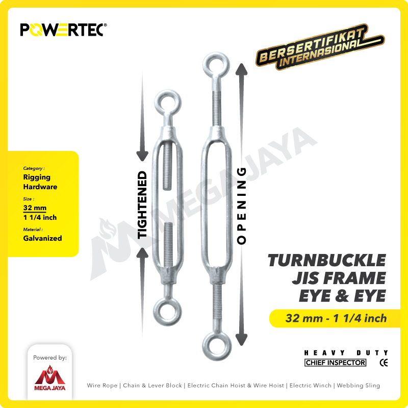 Turnbuckle / Jarum Keras JIS Eye & Eye M32 Span Skrup POWERTEC