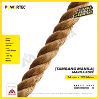 Tali Tambang Manila Rope 24mm x 190m x 85kg Tampar Dadung POWERTEC
