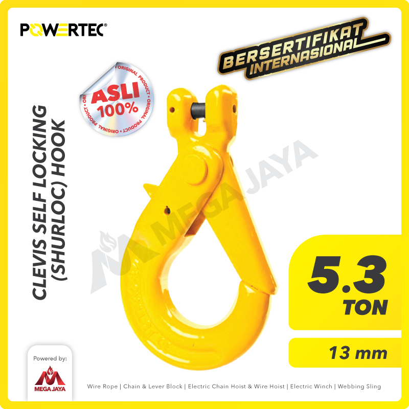 Clevis Self-Locking Hook 13mm - 5.3 Ton POWERTEC