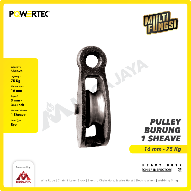 Pulley Katrol Kerekan Sangkar Kandang Burung ¾" - 1Sheave POWERTEC