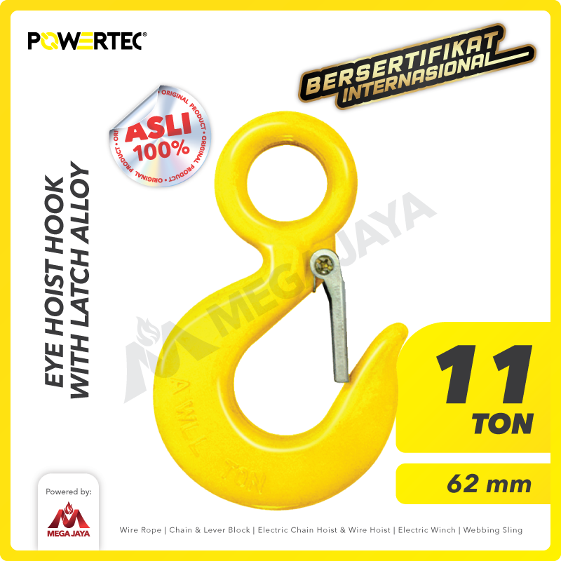 Eye Hoist Hook with Latch Alloy 11 Ton POWERTEC