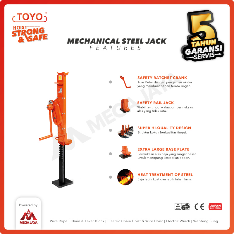 Mechanical Steel Jack / Dongkrak Kereta 16 Ton TOYO