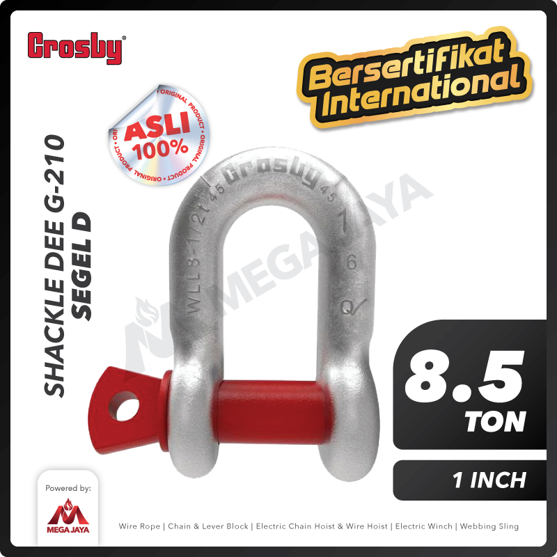 Shackle D G210 8.5 Ton - 1" CROSBY Segel Dee Screw Pin