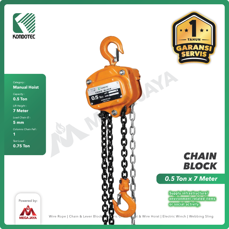 Chain Block / Takel 0.5 Ton x 7 Meter KONDOTEC