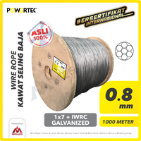 Wire Rope / Kawat Seling Baja 1x7 0.8mm Galv POWERTEC - 1000m