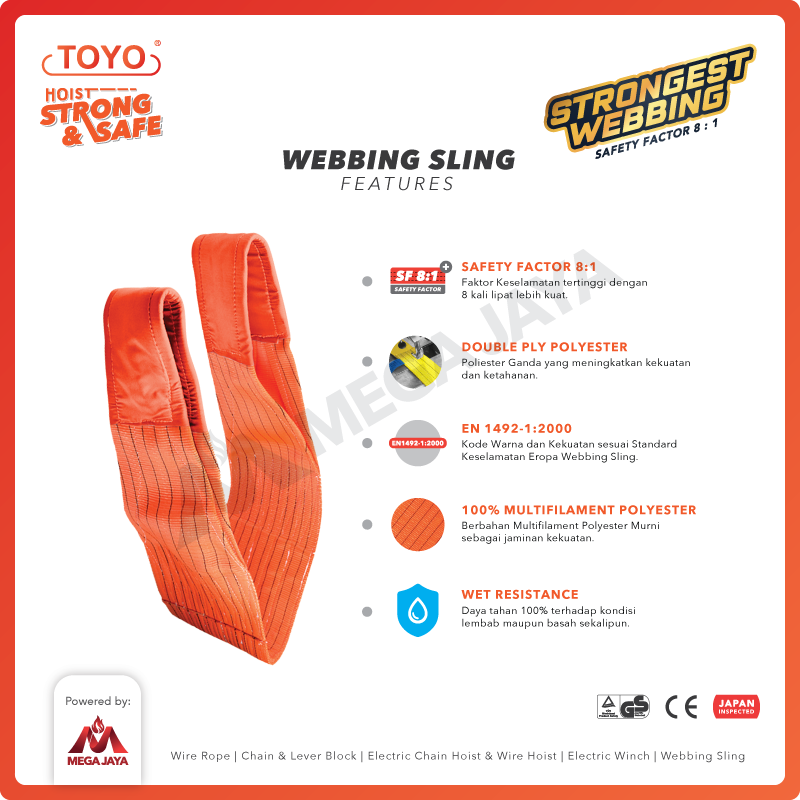 Webbing Sling Belt / Tali Angkat 24 Ton x 8 Meter TOYO Double Ply