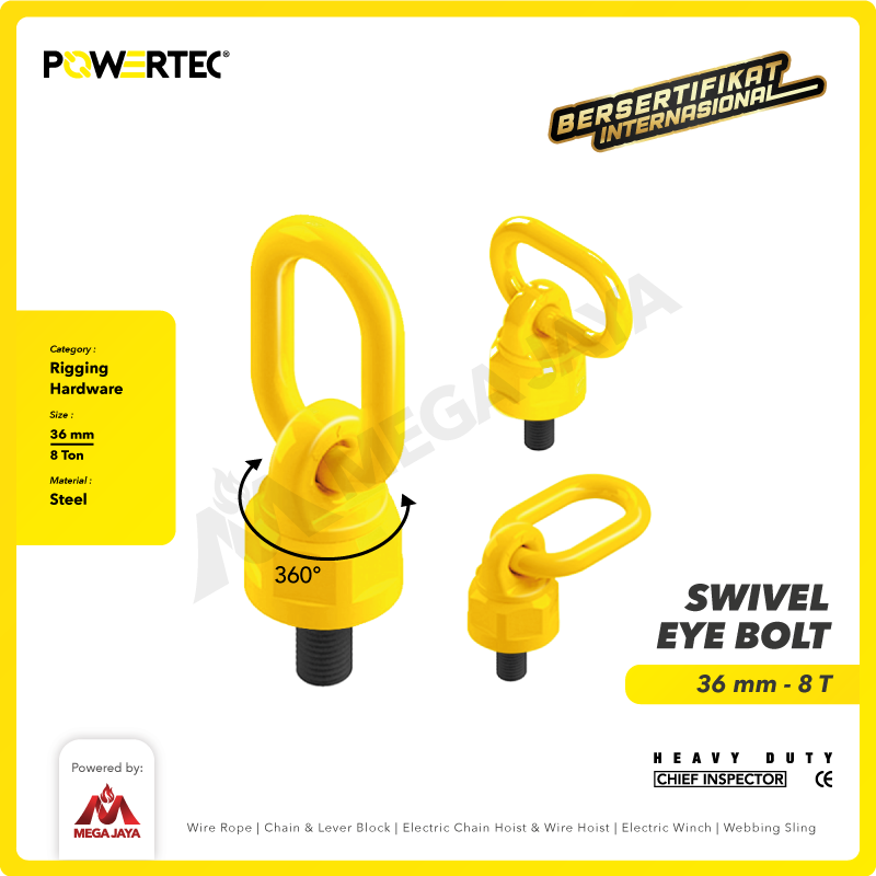 Swivel Eye Bolt / Mata Baut M36 - 8 Ton POWERTEC