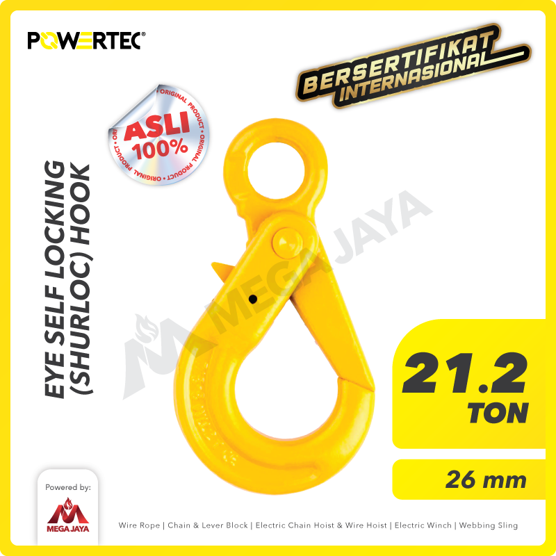 Eye Self-Locking Hook 26mm - 21.2 Ton POWERTEC