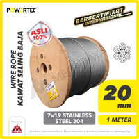 Wire Rope / Kawat Seling Baja 7x19 SS 304 20mm POWERTEC  - 1 Meter