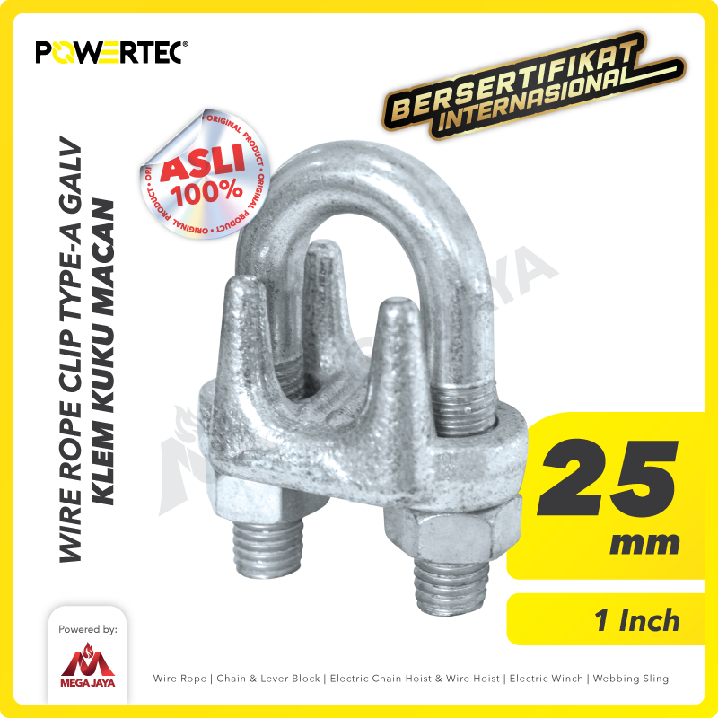 Wire Rope Clip / Klem Seling Kuku Macan Galv 25mm Bulldog POWERTEC