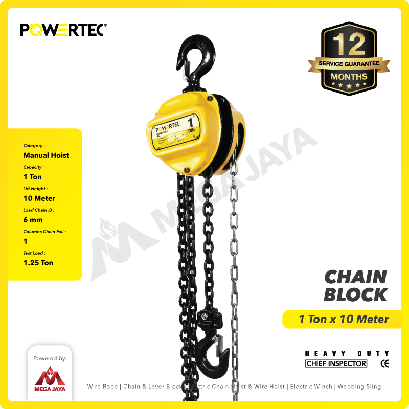 Chain Block / Takel 1 Ton x 10 Meter POWERTEC