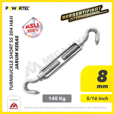 Turnbuckle / Jarum Keras SS Hook & Hook M8 Span Skrup Short POWERTEC
