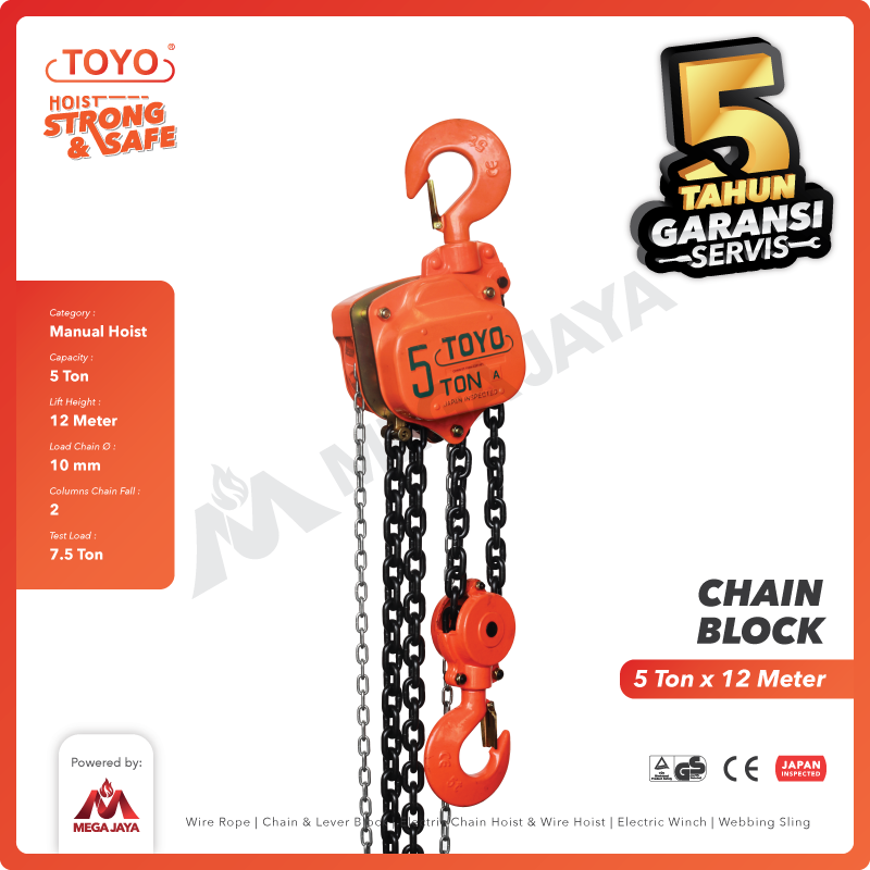Chain Block / Takel 5 Ton x 12 Meter TOYO