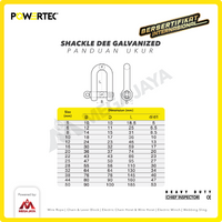 Shackle D Galvanized 8mm - 5/16" POWERTEC Segel Dee Galvanis