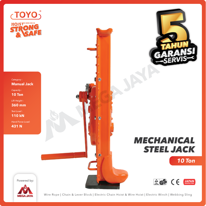 Mechanical Steel Jack / Dongkrak Kereta 10 Ton TOYO